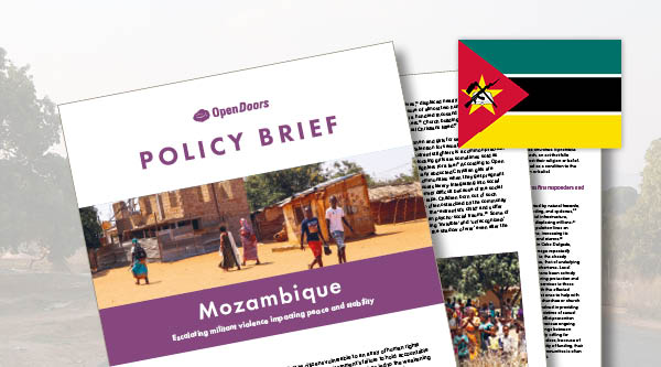 Drei Dokumente aus dem Policy Brief von Mosambik mit der Flagge darauf