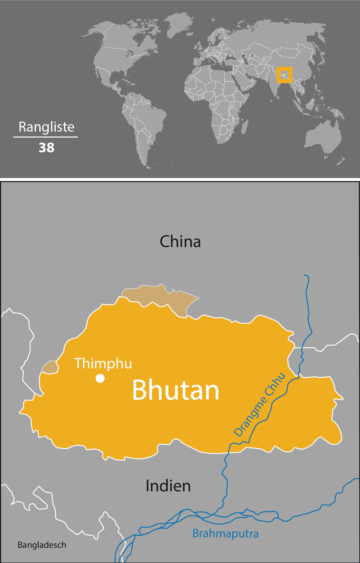 Karte Bhutan