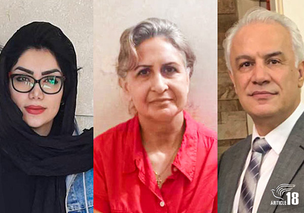 Haben bereits zu den Anklagen Stellung bezogen: Somayeh (Sonya) Sadegh Mina Khajavi und Joseph Shahbazian (von links nach rechts). Die Bilder sind von Article18