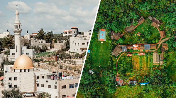 Links ein Bild von Israel & Palästinensergebiete und rechts ein Bild von Kolumbien