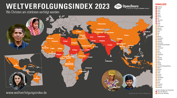 Vorschau Karte zum Weltverfolgungsindex 2023