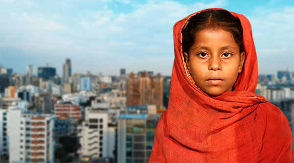 Porträt eines Mädchens mit rotem Tuch