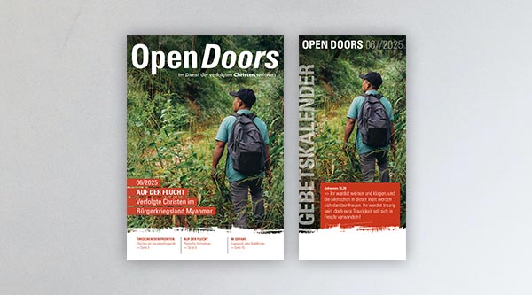 Produktabbildung des Open Doors Monatsmagazins und des Gebetskalenders für den aktuellen Monat.
