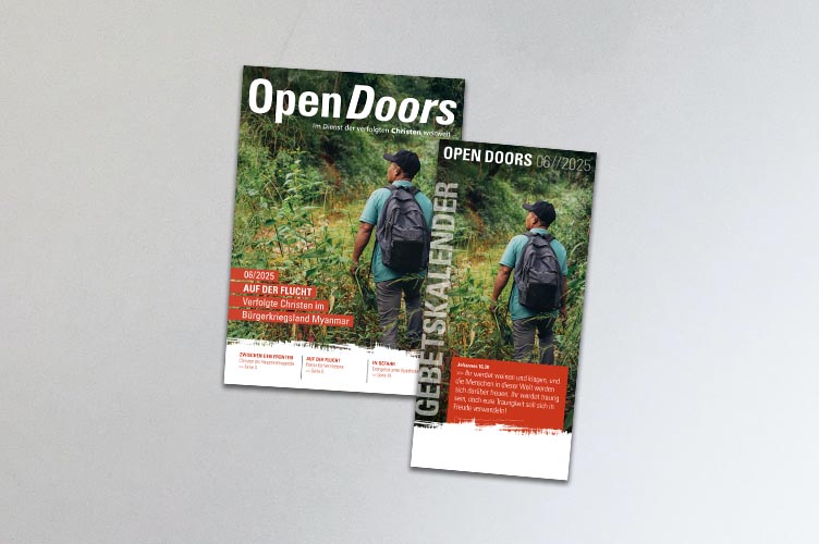 Produktabbildung des Open Doors Monatsmagazins und des Gebetskalenders für den aktuellen Monat.