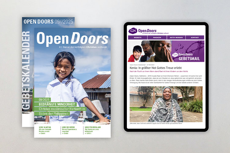 Produktabbildung des Open Doors Monatsmagazins und des Gebetskalenders für den aktuellen Monat.