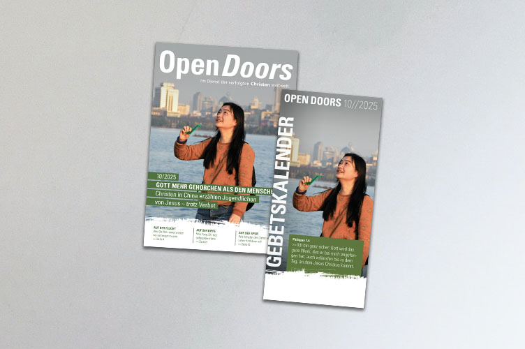 Produktabbildung des Open Doors Monatsmagazins und des Gebetskalenders für den aktuellen Monat.