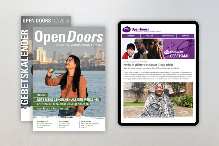 Produktabbildung des Open Doors Monatsmagazins und des Gebetskalenders für den aktuellen Monat.