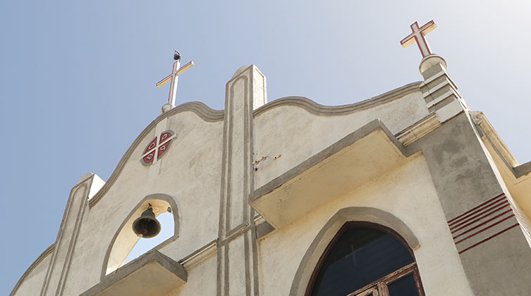 Ein Kirchengebäude in Indien