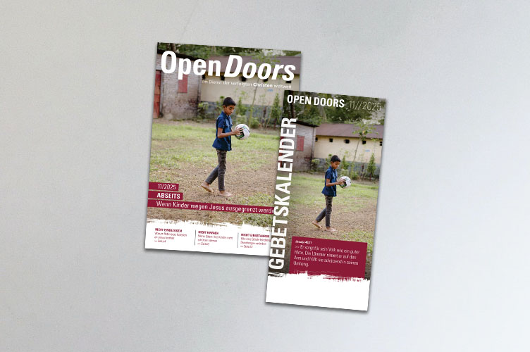 Produktabbildung des Open Doors Monatsmagazins und des Gebetskalenders für den aktuellen Monat.