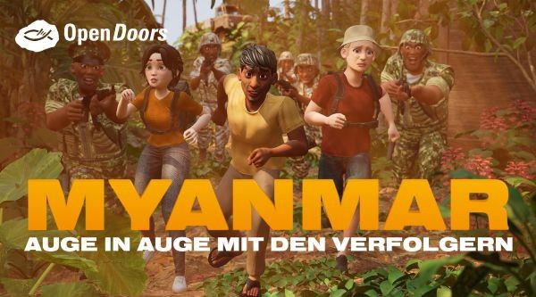 Szene aus einem Animationsfilm. Myanmar – Auge in Auge mit den Verfolgern