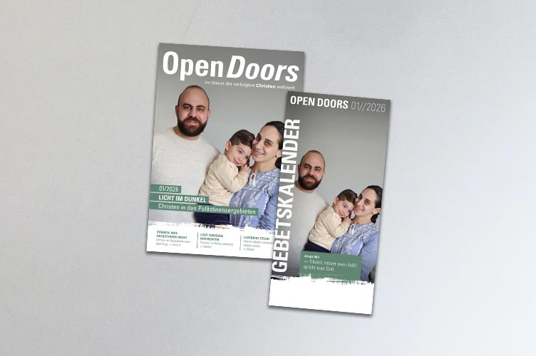 Produktabbildung des Open Doors Monatsmagazins und des Gebetskalenders für den aktuellen Monat.