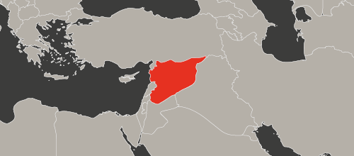 Syrien rot hinterlegt auf einem Kartenausschnitt
