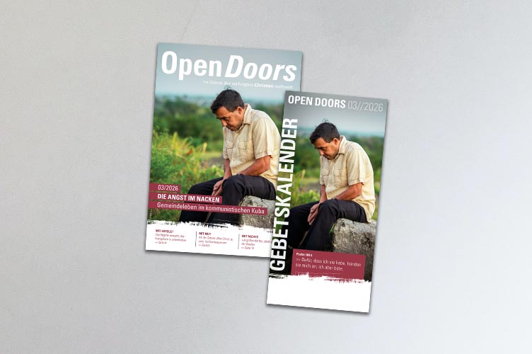 Produktabbildung des Open Doors Monatsmagazins und des Gebetskalenders für den aktuellen Monat.