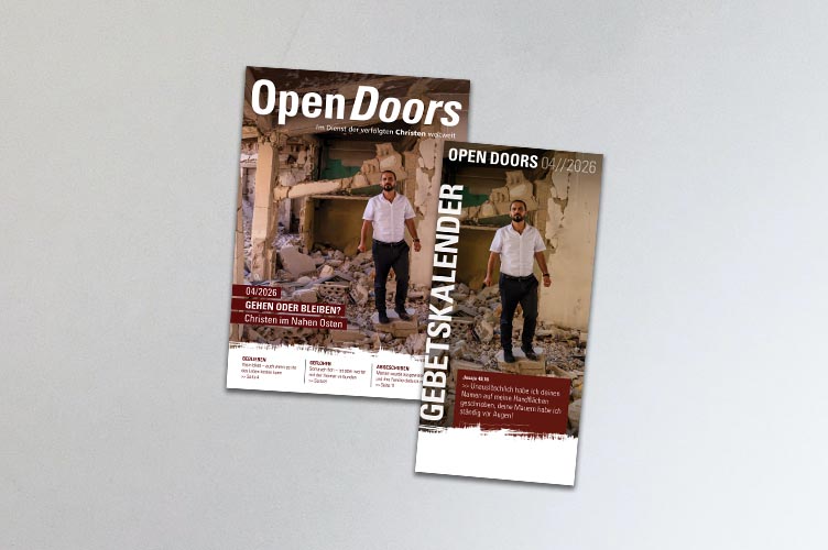 Produktabbildung des Open Doors Monatsmagazins und des Gebetskalenders für den aktuellen Monat.
