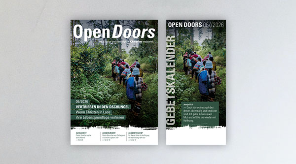 Produktabbildung des Open Doors Monatsmagazins und des Gebetskalenders für den aktuellen Monat.