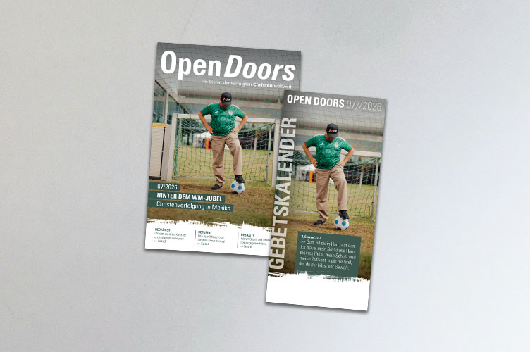 Produktabbildung des Open Doors Monatsmagazins und des Gebetskalenders für den aktuellen Monat.