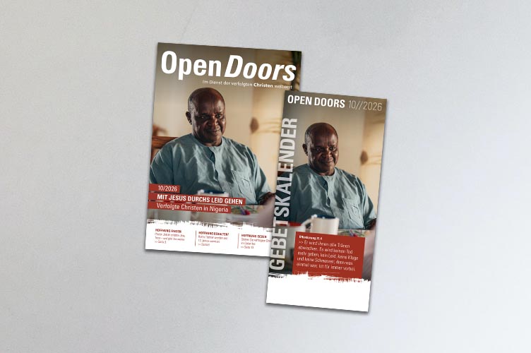 Produktabbildung des Open Doors Monatsmagazins und des Gebetskalenders für den aktuellen Monat.