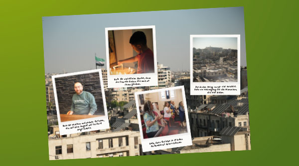 Abbildung verschiedener Fotos zu Christen aus Syrien