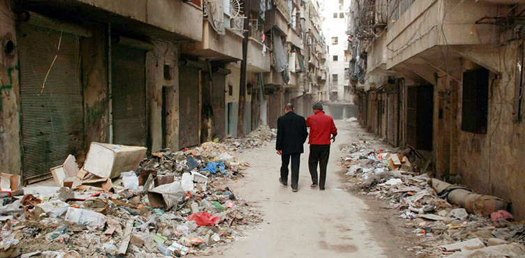 Zerstörte Straße in Aleppo