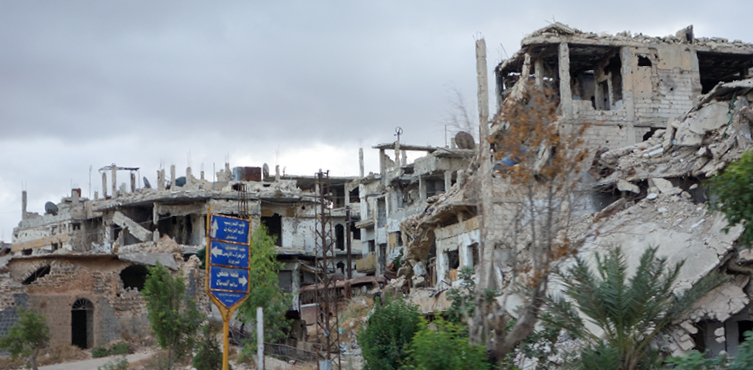 Zerstörtes Viertel in Homs