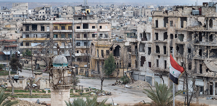 Symbolbild: Ein zerstörter Stadtteil von Aleppo