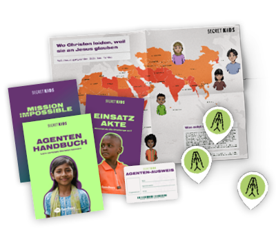 Abbildung der Bestandteile des Secret Kids Materialpakets