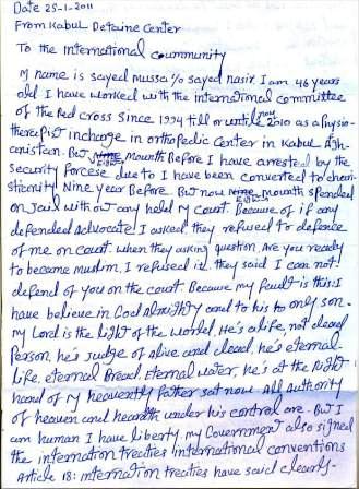 Brief aus dem Gefängnis von Said Musa/Open Doors