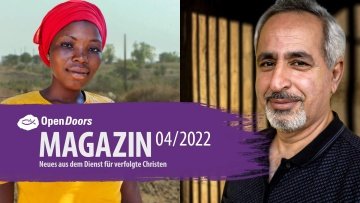Open Doors Videomagazin mit Bild von nigerianischer Christin auf der linken und Christ aus Iran auf der rechten Seite