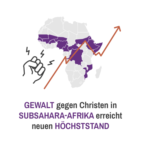 Karte von Afrika mit eingefärbten Subsahara-Bereich neben der eine Faust und ein Trendpfeil nach oben zu sehen ist