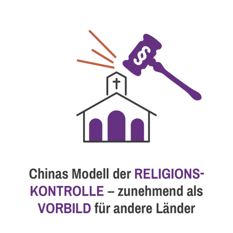 Hammer mit Paragraphen schlägt auf christliche Kirche ein