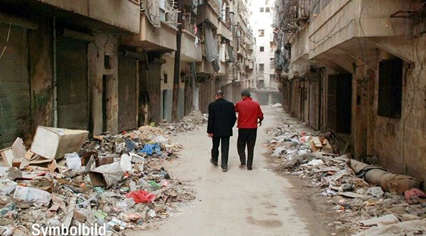 Zerstörte Straße in Aleppo