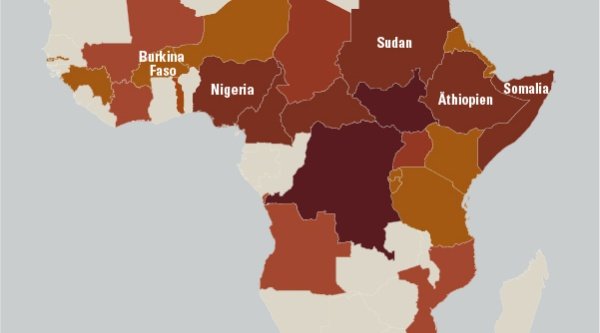Gefährdungslage der Subsahara-Länder im Blick auf Covid 19 laut Einschätzung des Africa Centre(Grafik: Copyright Open Doors)