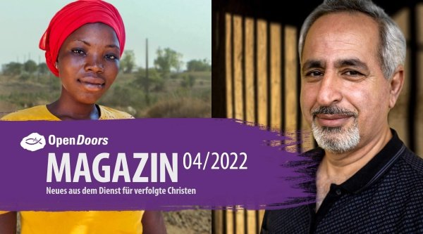 Open Doors Videomagazin mit Bild von nigerianischer Christin auf der linken und Christ aus Iran auf der rechten Seite