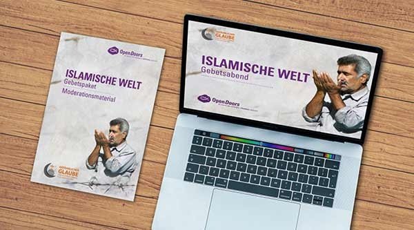 Mock-up mit den Inhalten des Gebetspakets für die islamische Welt