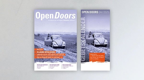 Produktabbildung des Open Doors Monatsmagazins und des Gebetskalenders für den aktuellen Monat.