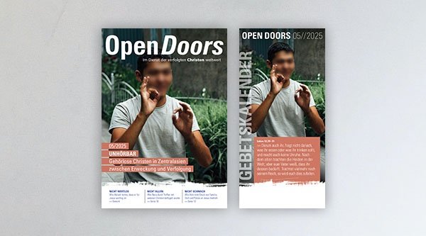 Produktabbildung des Open Doors Monatsmagazins und des Gebetskalenders für den aktuellen Monat.