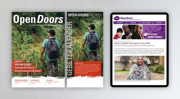 Produktabbildung des Open Doors Monatsmagazins und des Gebetskalenders für den aktuellen Monat.