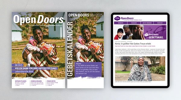 Produktabbildung des Open Doors Monatsmagazins und des Gebetskalenders für den aktuellen Monat.