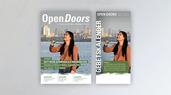 Produktabbildung des Open Doors Monatsmagazins und des Gebetskalenders für den aktuellen Monat.