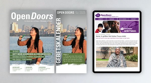 Produktabbildung des Open Doors Monatsmagazins und des Gebetskalenders für den aktuellen Monat.