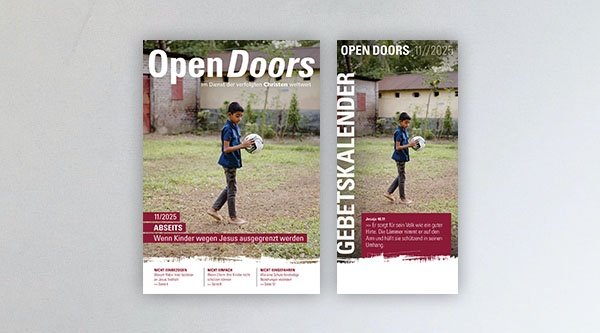 Produktabbildung des Open Doors Monatsmagazins und des Gebetskalenders für den aktuellen Monat.