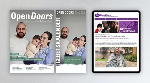 Produktabbildung des Open Doors Monatsmagazins und des Gebetskalenders für den aktuellen Monat.