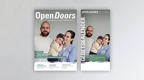 Produktabbildung des Open Doors Monatsmagazins und des Gebetskalenders für den aktuellen Monat.