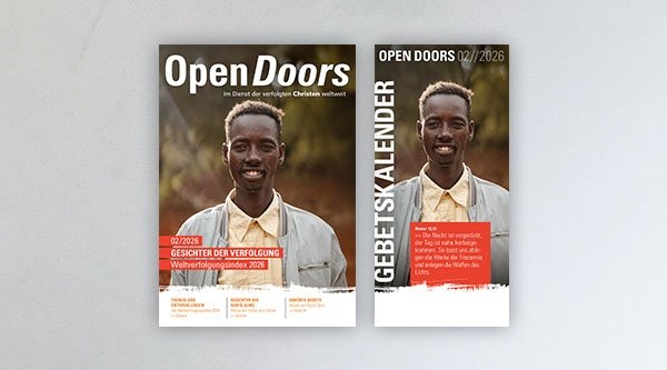 Produktabbildung des Open Doors Monatsmagazins und des Gebetskalenders für den aktuellen Monat.