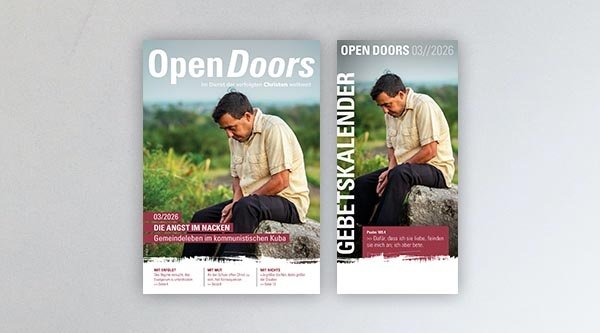 Produktabbildung des Open Doors Monatsmagazins und des Gebetskalenders für den aktuellen Monat.