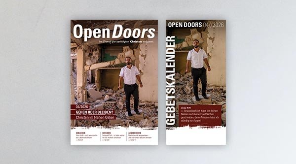 Produktabbildung des Open Doors Monatsmagazins und des Gebetskalenders für den aktuellen Monat.