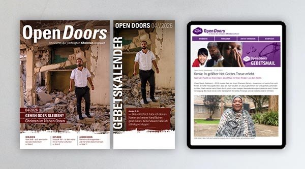 Produktabbildung des Open Doors Monatsmagazins und des Gebetskalenders für den aktuellen Monat.