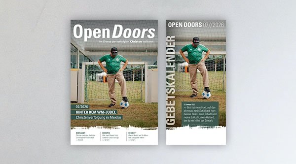 Produktabbildung des Open Doors Monatsmagazins und des Gebetskalenders für den aktuellen Monat.