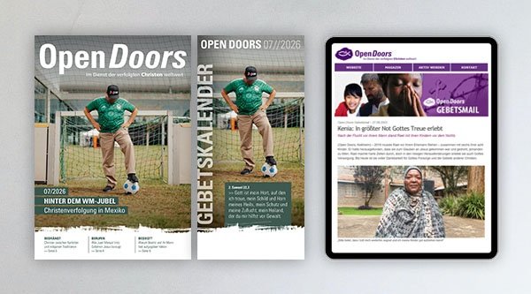 Produktabbildung des Open Doors Monatsmagazins und des Gebetskalenders für den aktuellen Monat.