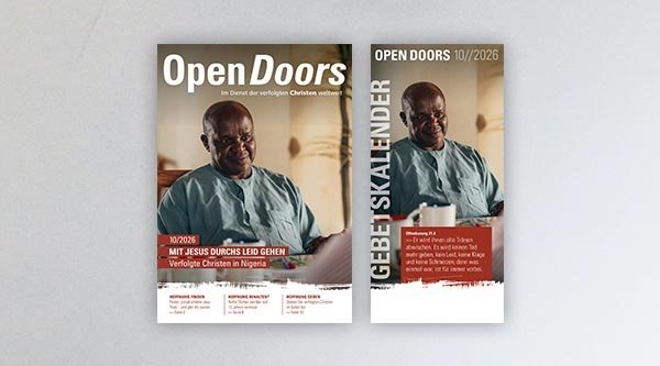 Produktabbildung des Open Doors Monatsmagazins und des Gebetskalenders für den aktuellen Monat.